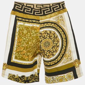 Versace Kids Yellow/Black Barocco Print Jersey Shorts 10 Yrs, Clothing - Luxury Closet
