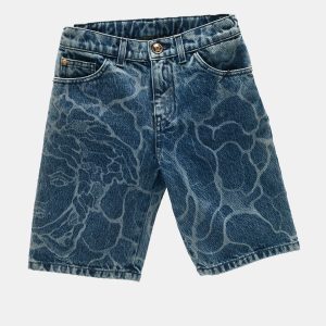 Versace Kids Blue Water Print Denim Shorts 8 Yrs, Clothing - Luxury Closet