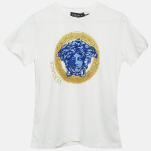 Versace Kids White Medusa Print Cotton Crew Neck T-Shirt 10 Yrs, Clothing - Luxury Closet