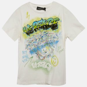 Versace Kids White Medusa Print Jersey T-Shirt 8 Yrs, Clothing - Luxury Closet