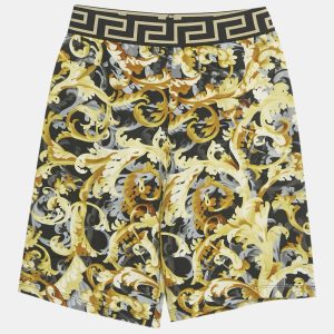 Versace Kids Yellow Barocco Print Cotton Shorts 10Yrs, Clothing - Luxury Closet