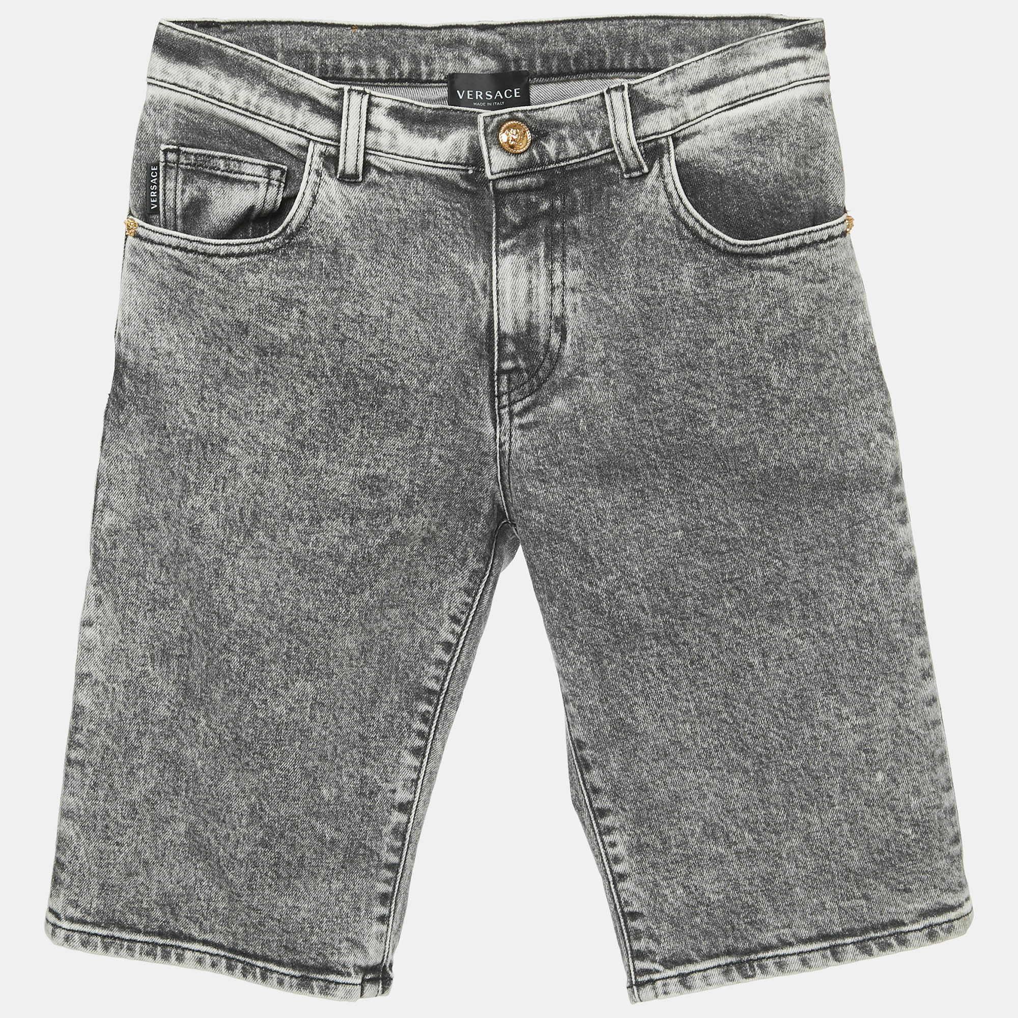 Versace Kids Grey Denim Shorts 12Yrs/Waist 28", Clothing - Luxury Closet