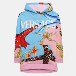 Versace Kids Pink/Blue Starfish Print Cotton Knit Hoodie 8 Yrs, Clothing - Luxury Closet