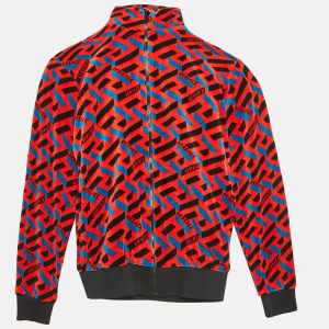 Versace Kids Orange Peel Logo Print Velvet Knit Zip-Up Sweatshirt 10 Yrs, Clothing - Luxury Closet