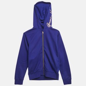Versace Kids Blue Medusa Print Cotton Knit Zip-Up Jacket 10 Yrs, Clothing - Luxury Closet