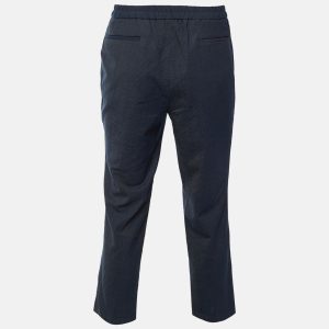 Adolfo Dominguez Navy Blue Textured Wool Blend Pants L/Waist 33", Pants - Luxury Closet