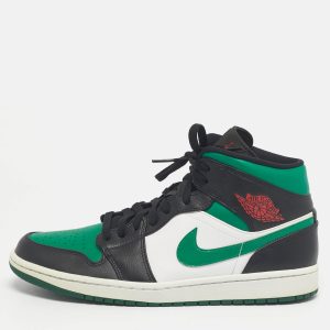 Air Jordans Multicolor Leather Jordan 1 Mid Green Toe Sneakers Size 45, Shoes - Luxury Closet