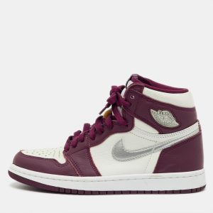 Air Jordans Burgundy/White Leather Jordan 1 Retro High Bordeaux Sneakers Size 37.5, Shoes - Luxury Closet