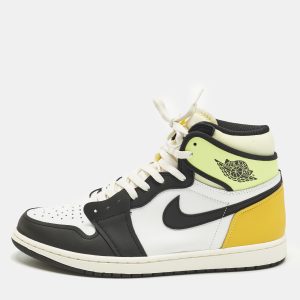 Air Jordans Jordan 1 Retro White Black Volt University Gold Size 45 Multicolor Leather High Top Sneakers, Shoes - Luxury Closet