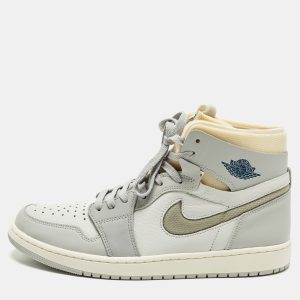 Air Jordans Jordan 1 Size 46 Grey Leather and Net High Top Sneakers, Shoes - Luxury Closet