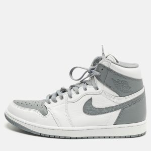 Air Jordans Jordan 1 Retro High OG Stealth Size 46 Grey/White Leather High Top Sneakers, Shoes - Luxury Closet