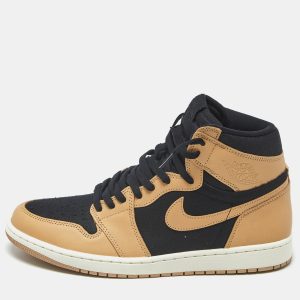 Air Jordans Jordan 1 Retro Heirloom Size 46 Beige/Black Leather and Canvas High Top Sneakers, Shoes - Luxury Closet