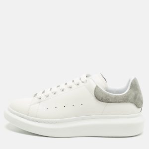 Alexander McQueen Larry Size 45 White/Grey Leather and Suede Low Top Sneakers, Shoes - Luxury Closet