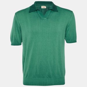 Altea Green Ombre Cotton Knit Polo T-Shirt L, Shirts & Tops - Luxury Closet