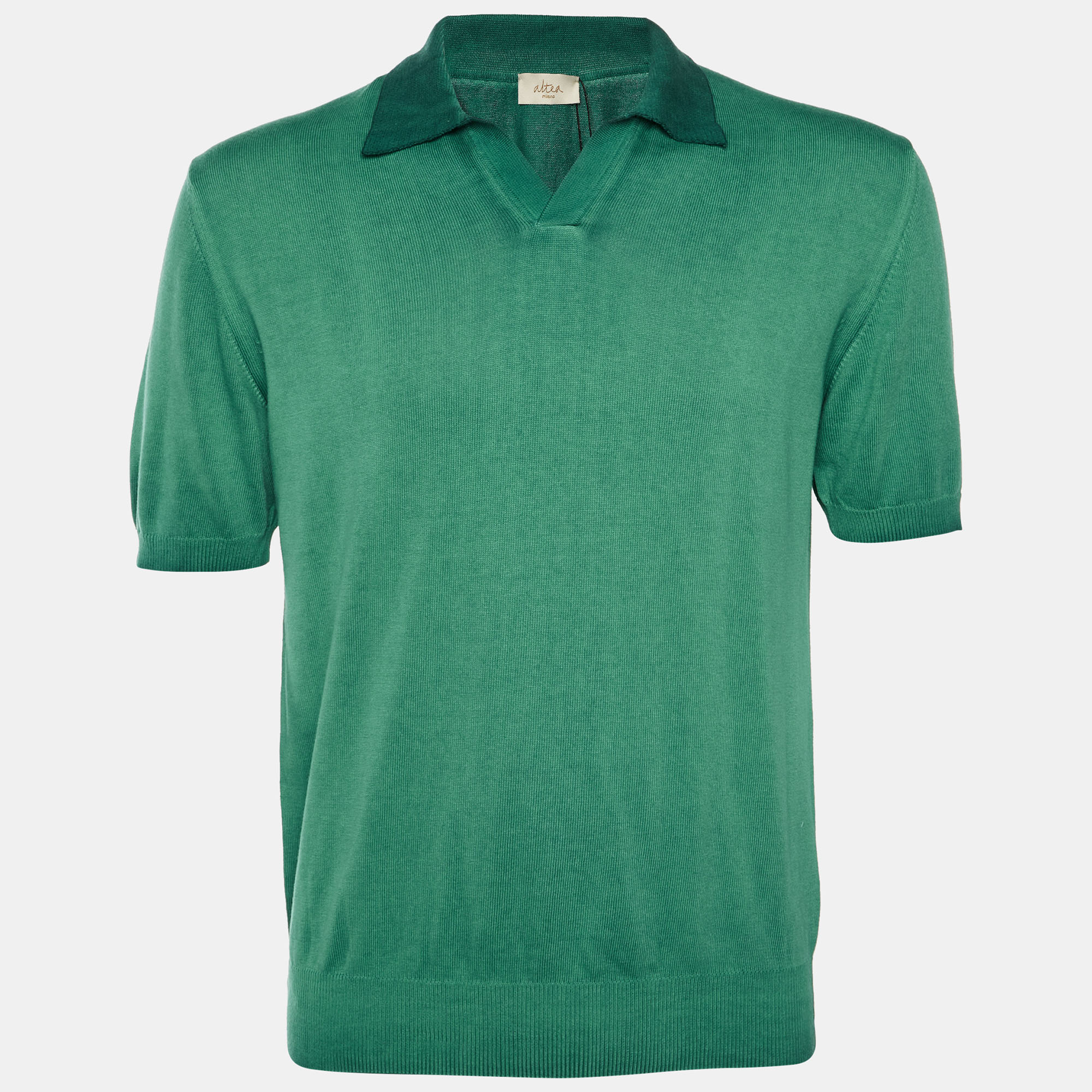 Altea Green Ombre Cotton Knit Polo T-Shirt L, Shirts & Tops - Luxury Closet