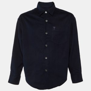 Ami Navy Blue Embroidered Detail Ami De Coeur Cotton Shirt S, Shirts & Tops - Luxury Closet