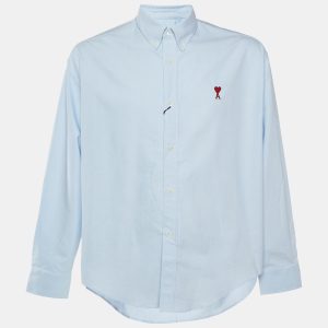 Ami Blue Cotton Button Down Long Shirt M, Shirts & Tops - Luxury Closet