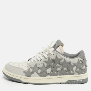Amiri Stars Low Size 42 White Leather and Suede Lace Up Sneakers, Shoes - Luxury Closet