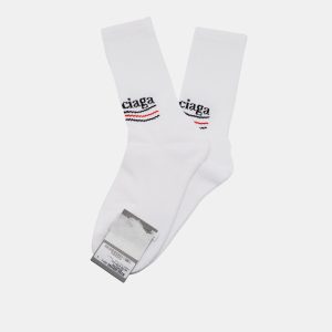 Balenciaga White Political Tennis Cotton Knit Socks L, Apparel & Accessories - Luxury Closet