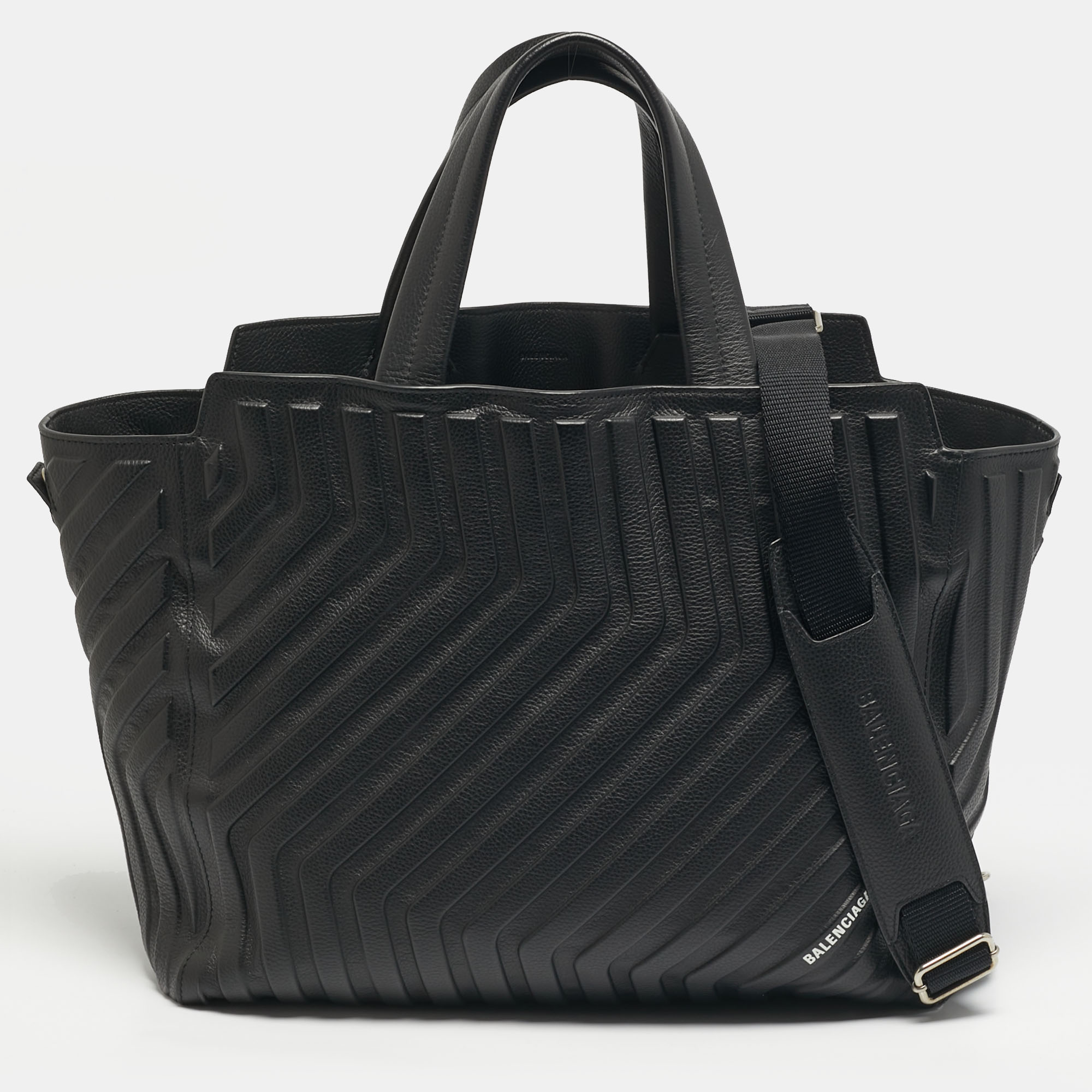 Balenciaga Car East West M Black Embossed Leather Tote, Tote Handbags - Luxury Closet