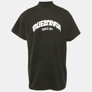 Balenciaga Back Flip Logo Embroidery Cotton Oversized Unisex T-Shirt XS, Shirts & Tops - Luxury Closet