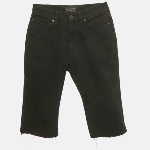 Balenciaga Unisex Black Denim Raw Edge Shorts M Waist 29", Clothing - Luxury Closet