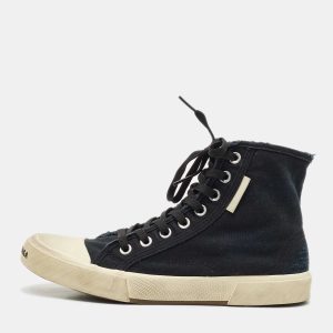 Balenciaga Black Distressed Canvas Paris High Top Sneakers Size 40, Shoes - Luxury Closet