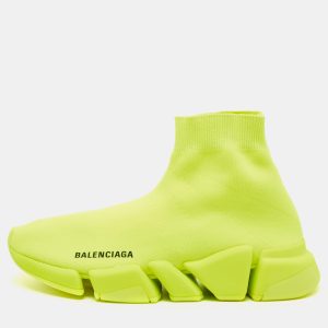 Balenciaga Neon Yellow Knit Fabric Speed 2.0 Sneakers Size 38, Shoes - Luxury Closet