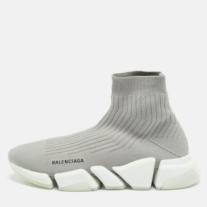 Balenciaga Speed Trainer Light Grey Knit Fabric Slip On Sneakers Size 42, Shoes - Luxury Closet