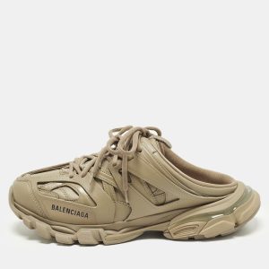 Balenciaga Track Size 42 Beige Faux Leather Mules Sneakers, Shoes - Luxury Closet