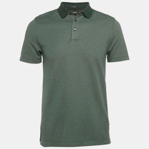 Boss By Hugo Boss Green Patterned Cotton Slim Fit Polo T-Shirt S, Shirts & Tops - Luxury Closet