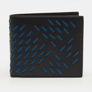 Bottega Veneta Black/Blue Perforated Leather Bifold Wallet, Wallets & Money Clips - Luxury Closet