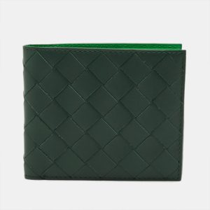 Bottega Veneta Dark Green Intrecciato Leather Bifold Wallet, Wallets & Money Clips - Luxury Closet
