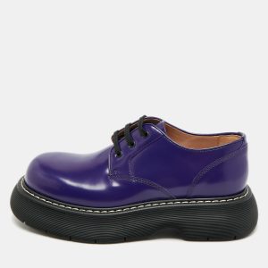 Bottega Veneta The Bounce Swell  Purple Brushed Leather Lace Up Derby  Size 43, Shoes - Luxury Closet