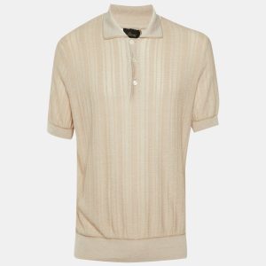 Brioni Beige Melange Knit Polo T-Shirt L, Shirts & Tops - Luxury Closet