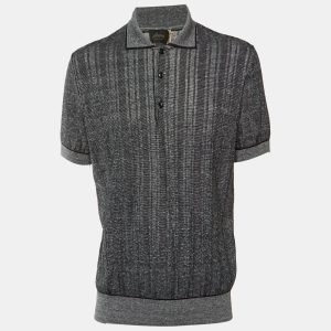 Brioni Monochrome Striped Cotton & Linen Knit Polo T-Shirt XL, Shirts & Tops - Luxury Closet