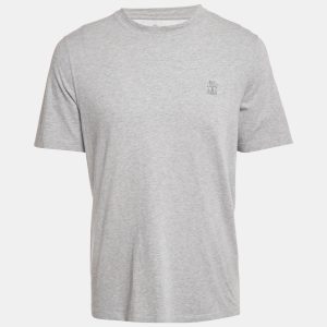 Brunello Cucinelli Grey Melenga Jersey Crewneck T-Shirt M, Shirts & Tops - Luxury Closet