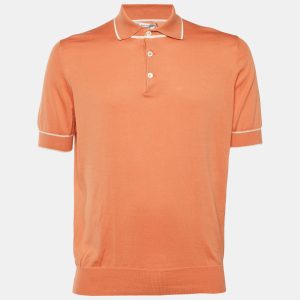 Brunello Cucinelli Orange Cotton Knit Polo T-Shirt L, Shirts & Tops - Luxury Closet