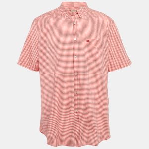 Burberry Brit Red Gingham Cotton Short Sleeve Button Down Shirt 3XL, Shirts & Tops - Luxury Closet