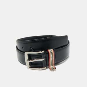 Burberry Black Leather Gray Buckle Belt 85CM, Belt Buckles - Luxury Closet