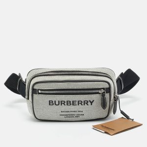 Burberry Grey/Black Canvas and Leather West Belt Bag, Messenger Bags - Luxury Closet