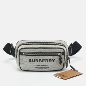 Burberry Grey/Black Canvas and Leather West Belt Bag, Messenger Bags - Luxury Closet