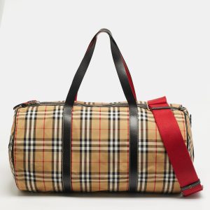 Burberry Kennedy Large Military Red Vintage Check Fabric Duffel Bag, Duffel Bags - Luxury Closet