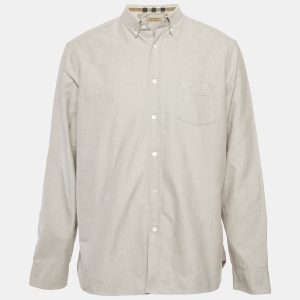 Burberry Grey Cotton Button Front Shirt XXL, Shirts & Tops - Luxury Closet