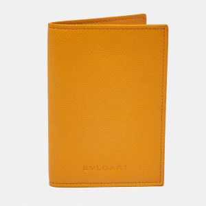 Bvlgari Mustard Leather Passport Holder, Luggage Accessories - Luxury Closet