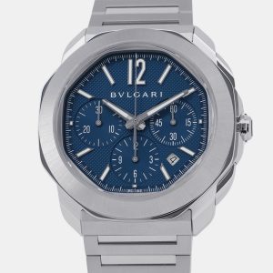 Bvlgari Octo Roma 103829 Automatic Blue Stainless Steel Men's Wristwatch 42 mm, Watches - Luxury Closet