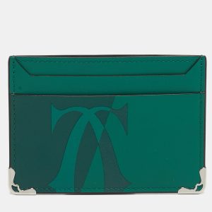 Cartier Must de Cartier Double Green Leather Card Holder, Wallets & Money Clips - Luxury Closet