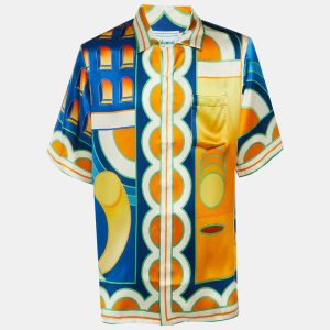 Casablanca Tennis Club Multicolor Printed Cuban Collar Short Sleeve Shirt M, Shirts & Tops - Luxury Closet