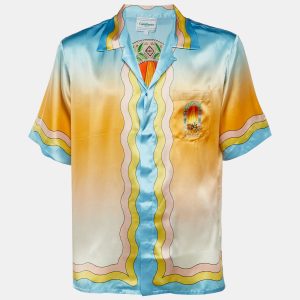 Casablanca Tennis Club Multicolor Printed Silk La Danse Shirt M, Shirts & Tops - Luxury Closet