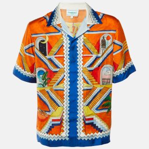 Casablanca Multicolor Escalier Infini Print Silk Short Sleeve Shirt M, Shirts & Tops - Luxury Closet